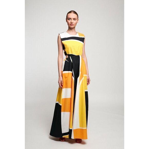 SWF STRAPPED MAXI dress Cutouts sides details Color: Seville size Small NWT $409 - Picture 2 of 7